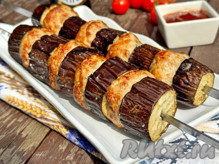 Баклажаны с фаршем на мангале