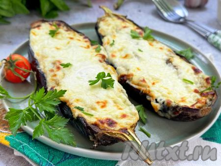 Баклажан с сыром и чесноком в аэрогриле