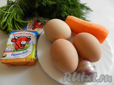 Ингредиенты для приготовления салата с сыром и яйцом