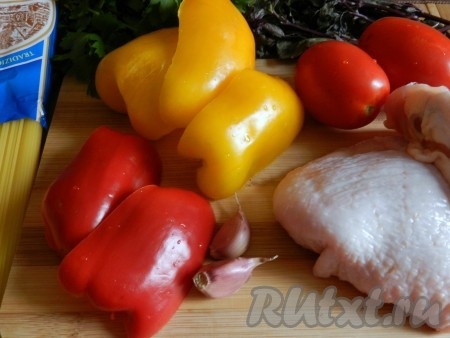 Ингредиенты для приготовления спагетти с курицей