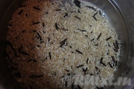 К промытому рису добавить воду. Необходимо, чтобы вода покрывала рис на расстояние "двух пальцев". Готовить рис на медленном огне, накрыв крышкой около 30 минут. В конце варки добавить соль по вкусу и дать постоять в тёплом месте до полного впитывания воды.