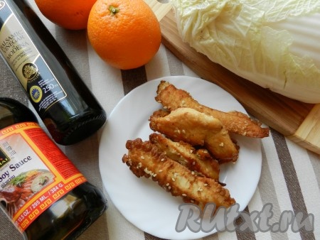 Ингредиенты для приготовления салата с курицей и апельсином
