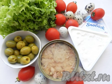 Ингредиенты для приготовления салата с тунцом и яйцами