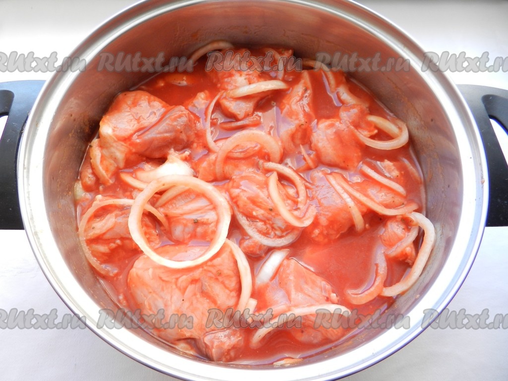 Шашлык из баранины, маринованный в томатном соусе