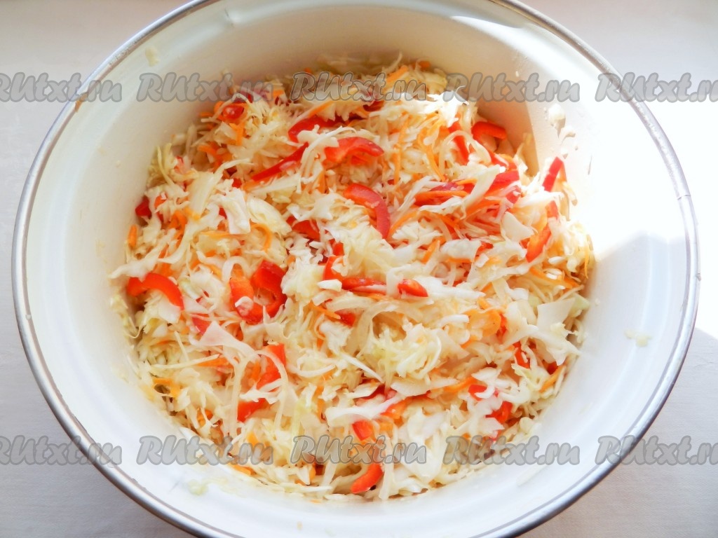 Салат из капусты с болгарским перцем, морковью и луком. Рецепт с фото | Кушать нет