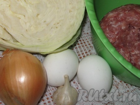 Ингредиенты для приготовления мясных зраз с капустой и яйцом