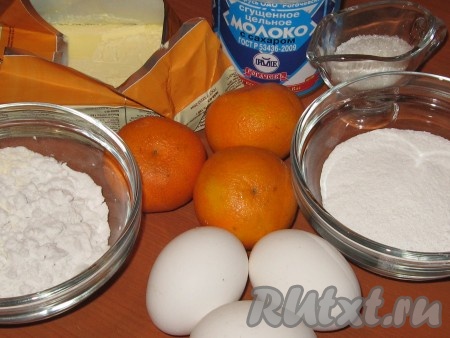 Ингредиенты для приготовления бисквитных рулетов с начинкой