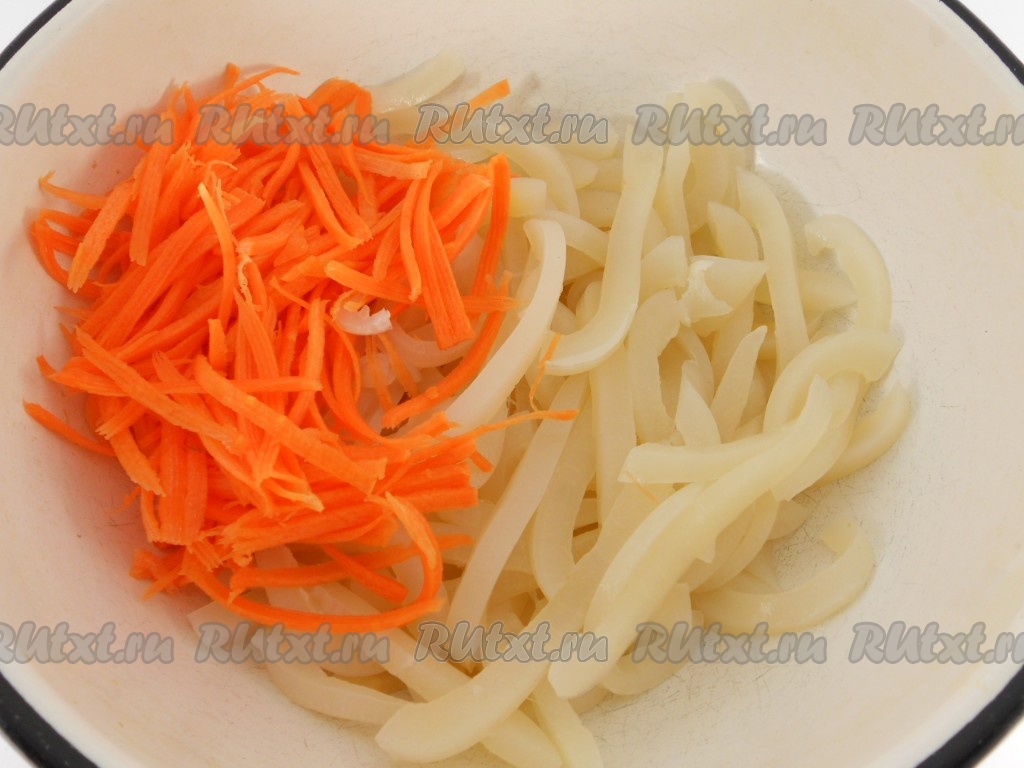Корейская морковь с кальмарами