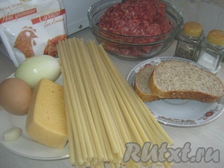 Ингредиенты для приготовления рулета из макарон с фаршем