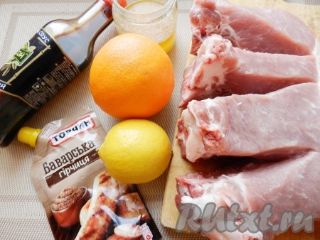 Ингредиенты для приготовления свинины в медовом соусе