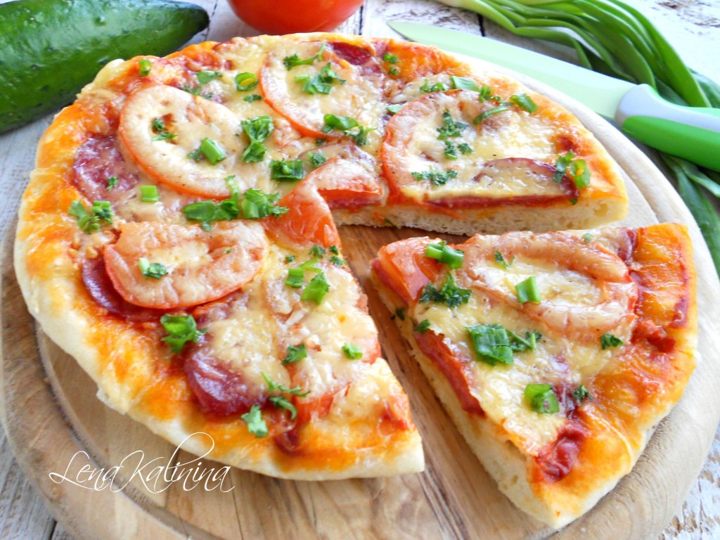 Тесто для пиццы без дрожжей на воде (+пицца) — рецепт с фото пошагово