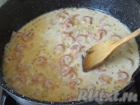 Макароны в сливочном соусе с креветками рецепт с фото