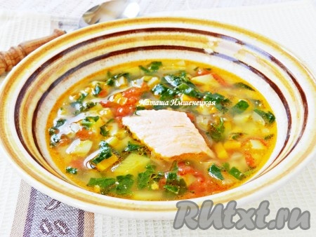 Овощной суп с рыбой