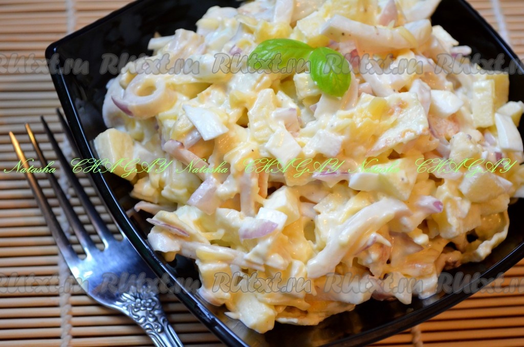 Салат с яичными блинчиками и кальмарами - 11 пошаговых фото в рецепте