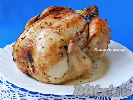 Рецепт курицы, запеченной в духовке целиком