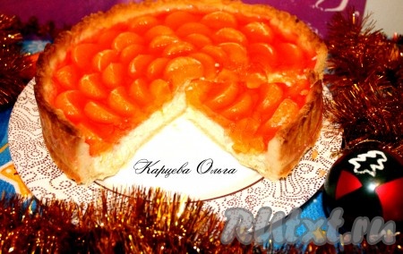 Мандариновый тарт с творогом в желейной заливке