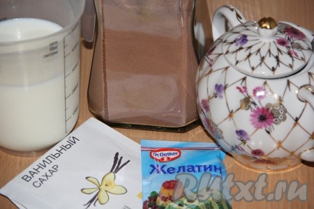 Подготовить продукты для приготовления молочно-шоколадного желе.