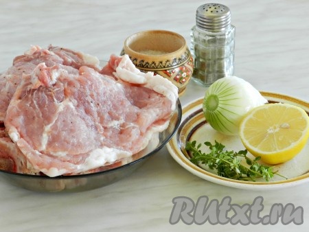 Ингредиенты для приготовления стейков из свинины на мангале