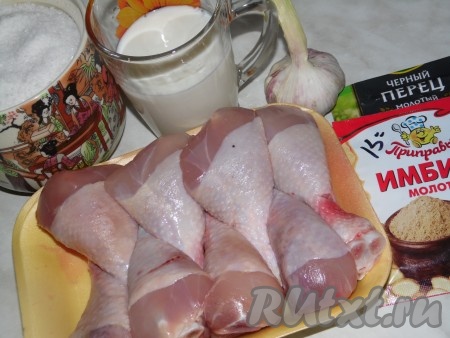 Ингредиенты для приготовления куриных ножек в кефире