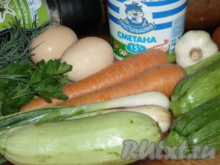 Ингредиенты для приготовления овощной запеканки с кабачками в духовке