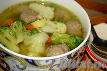 Рецепт овощного супа с фрикадельками
