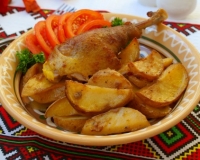 Курица запечённая с горчицей и картофелем