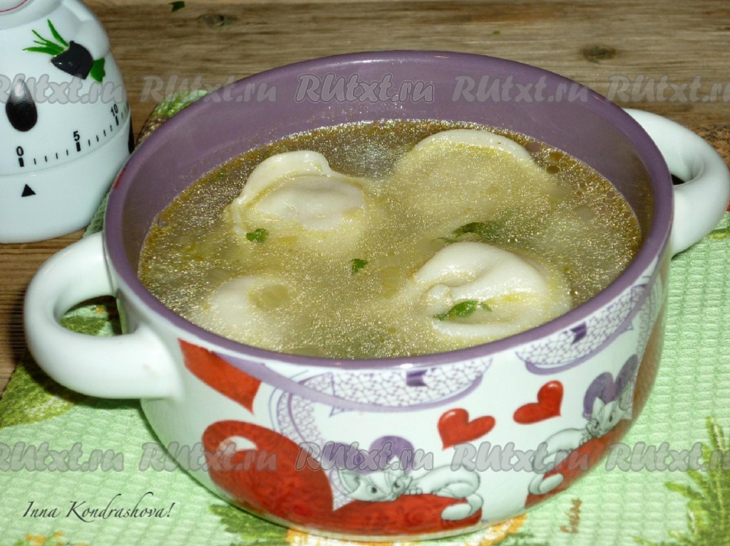 Сырный суп с пельменями