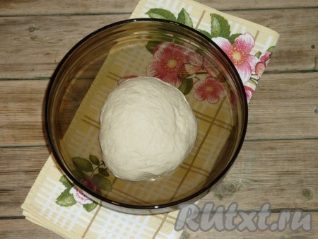 В подошедшую опару добавить соль и, всыпая частями просеянную муку, замесить не липнущее к рукам, эластичное тесто. Положить тесто в миску, накрыть полотенцем и оставить на 40-60 минут в тёплом месте. 
