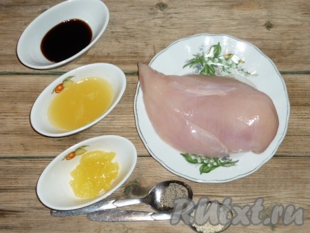 Ингредиенты для приготовления куриного филе в апельсиновом соусе