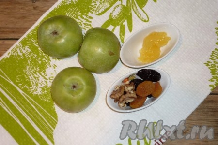 Ингредиенты для приготовления яблок с мёдом в микроволновке
